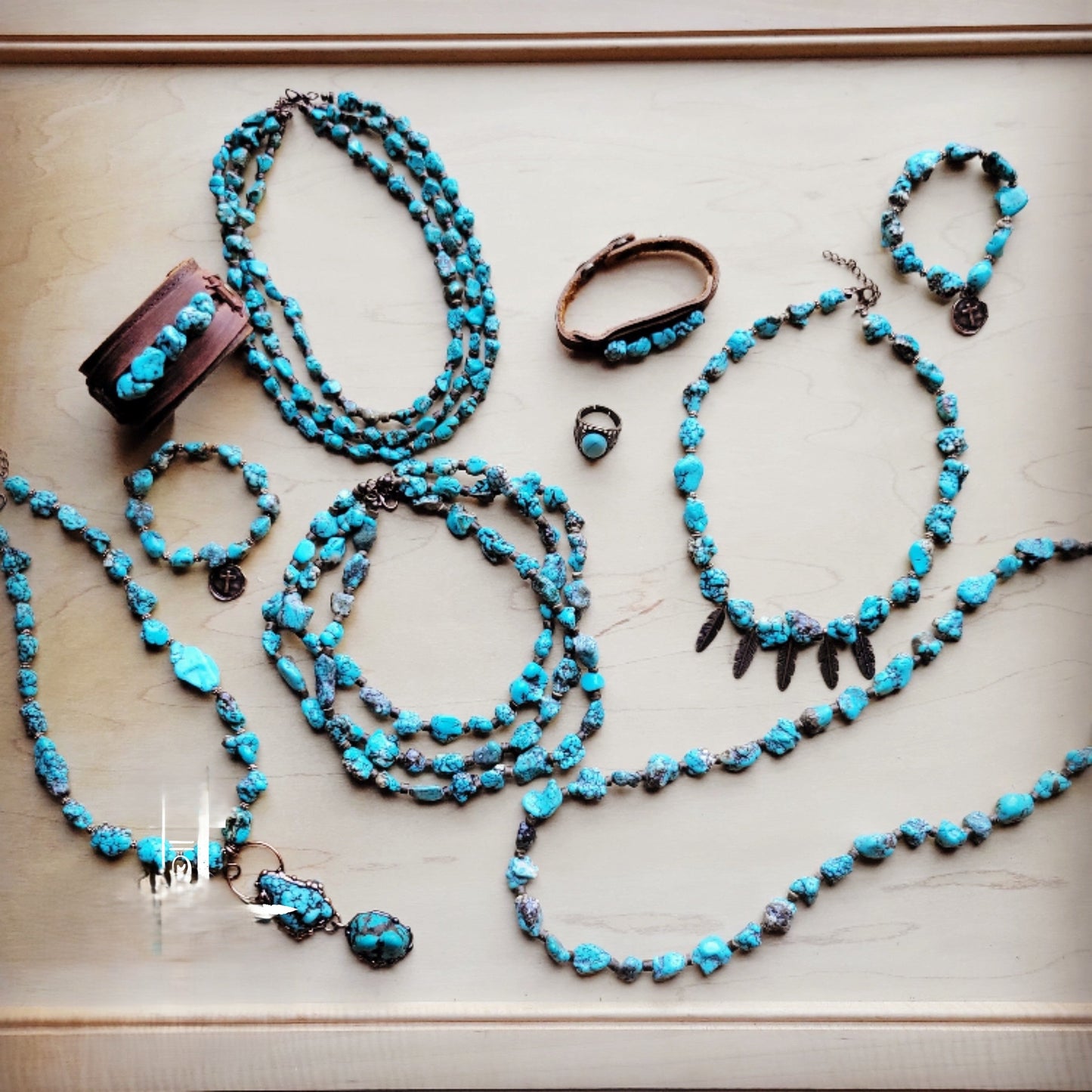 Chunky Beaded Turquoise Stone Earrings 224b