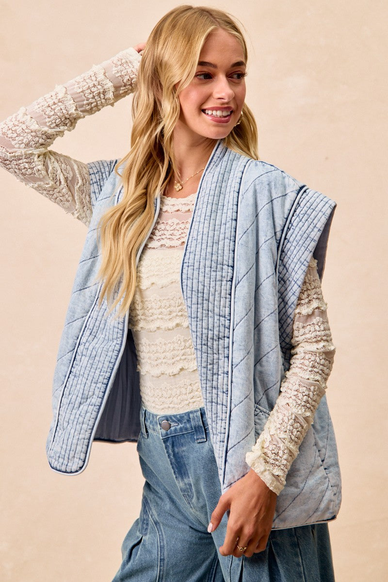 Quilted Chambray Vest