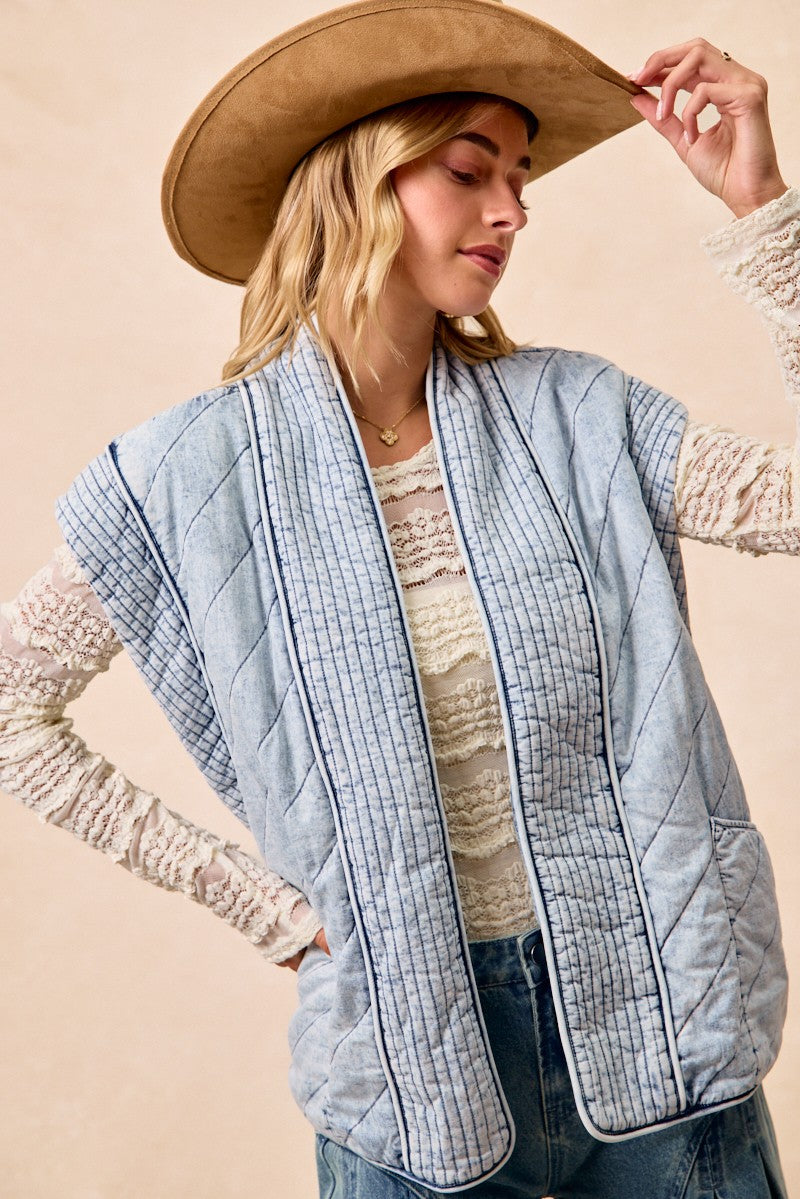 Quilted Chambray Vest