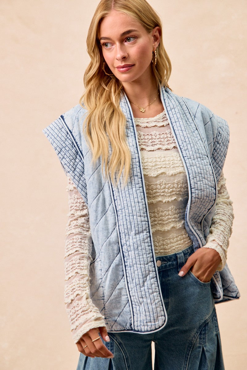 Quilted Chambray Vest