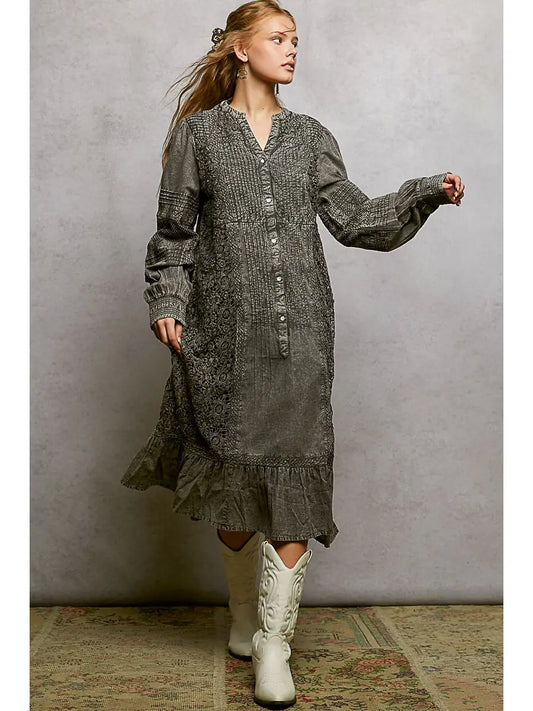 Woven BoHo Charcoal Dress