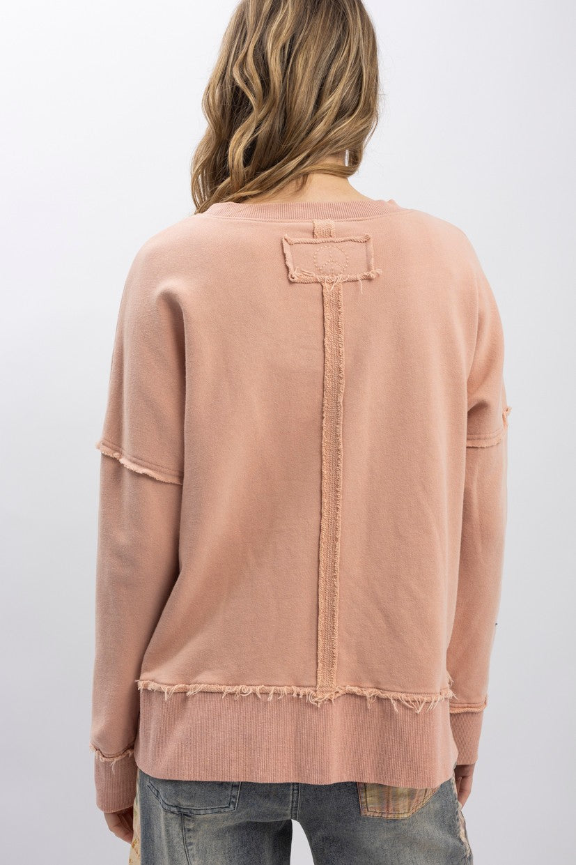 Sitting Bull Print Long Sleeve Pullover