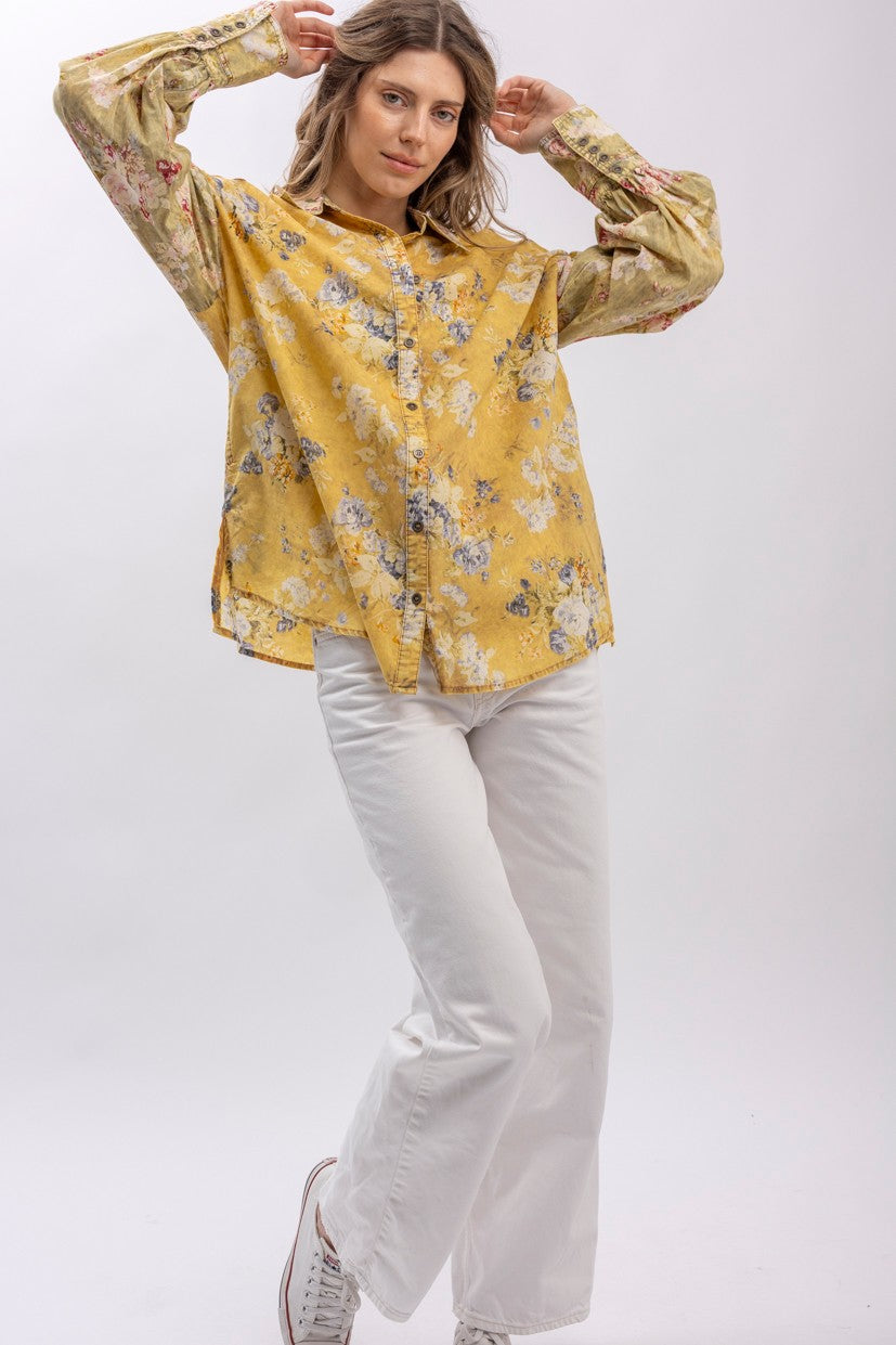 Floral Print Button Down Shirt