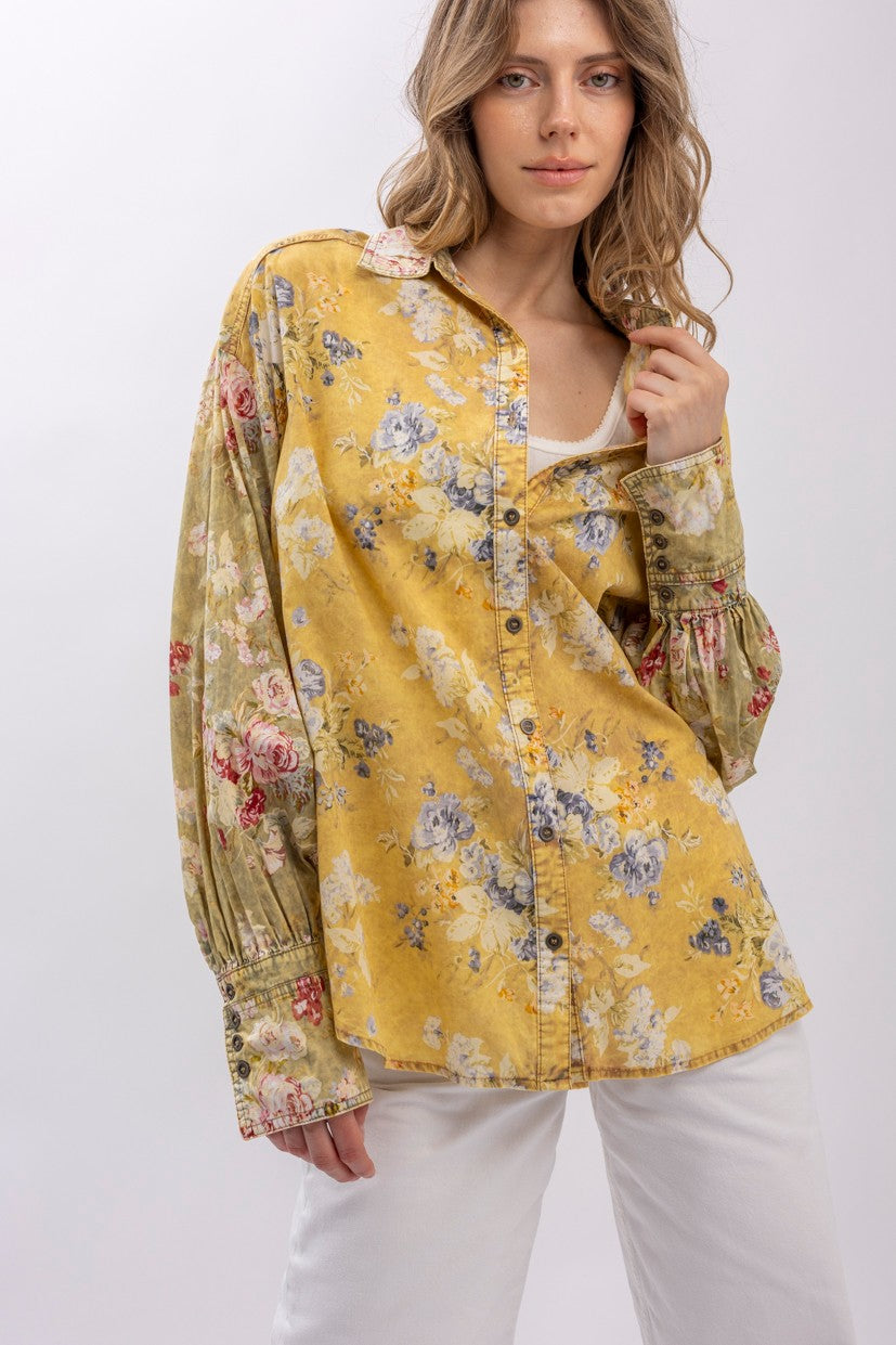 Floral Print Button Down Shirt