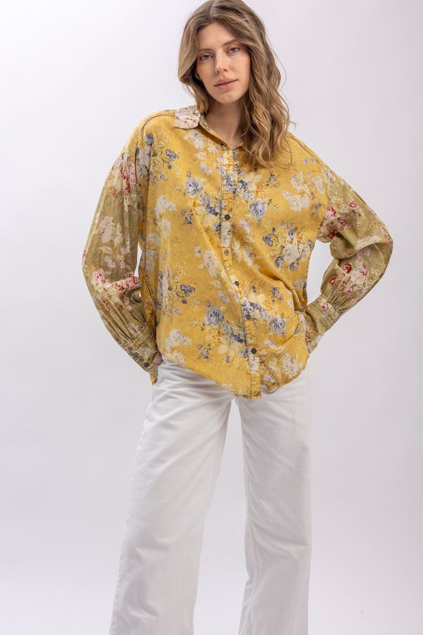 Floral Print Button Down Shirt