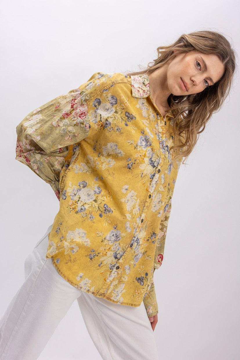 Floral Print Button Down Shirt