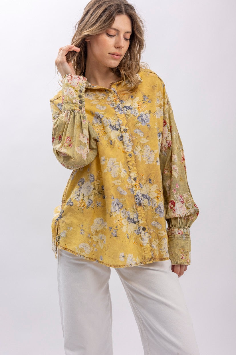Floral Print Button Down Shirt