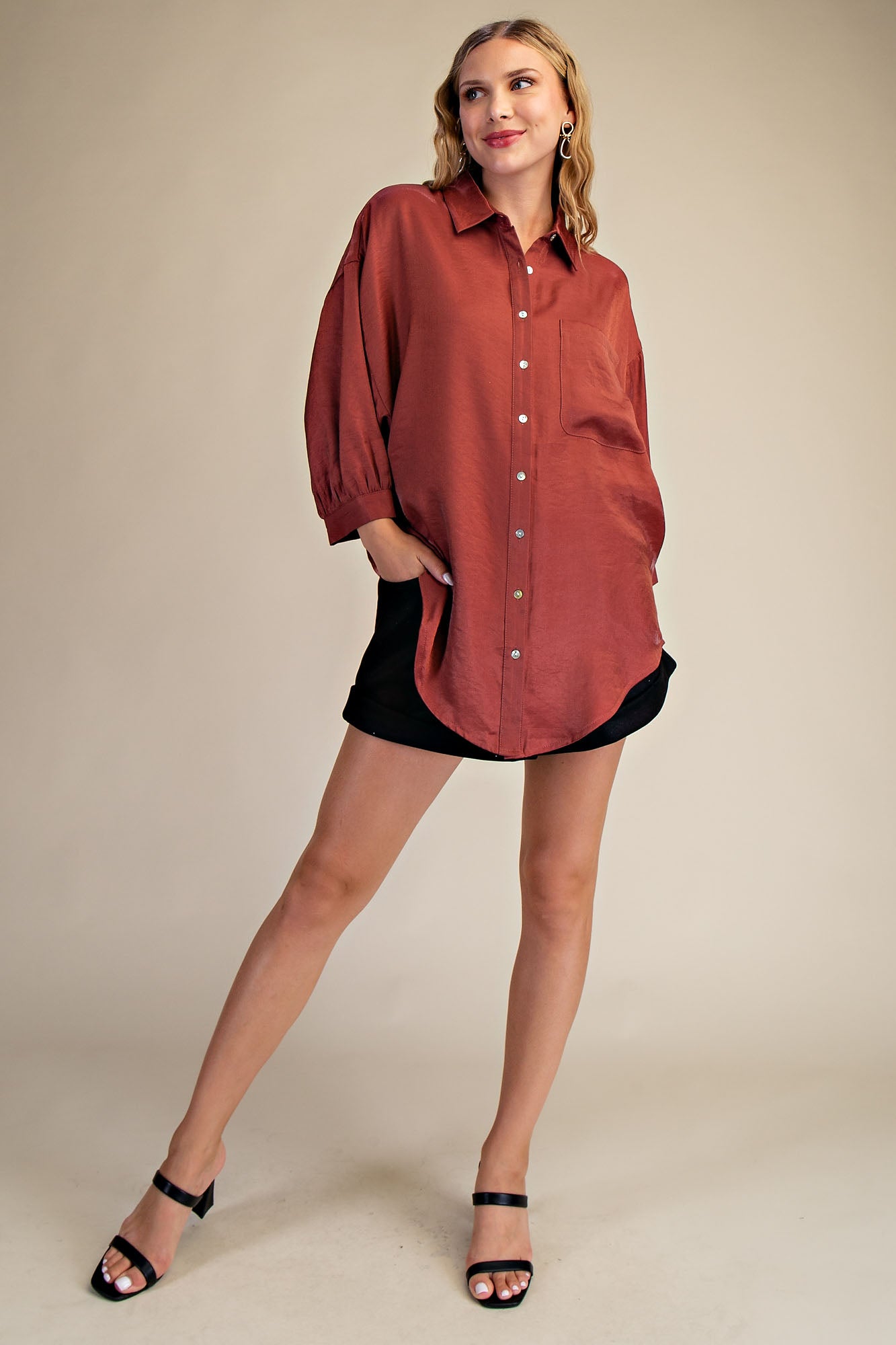 Collar Neck Oversized Shirt