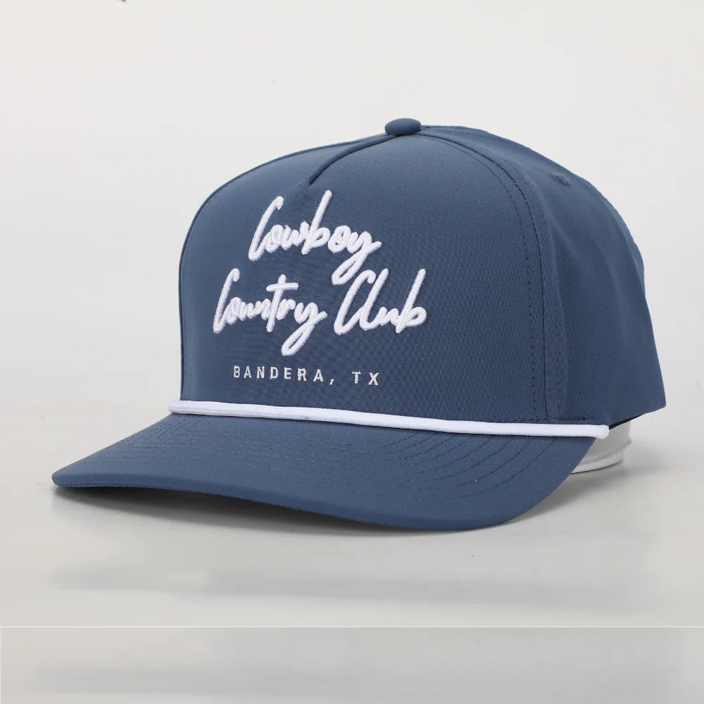 Cowboy Country Club Adjustable Cursive Roped Hat-Navy