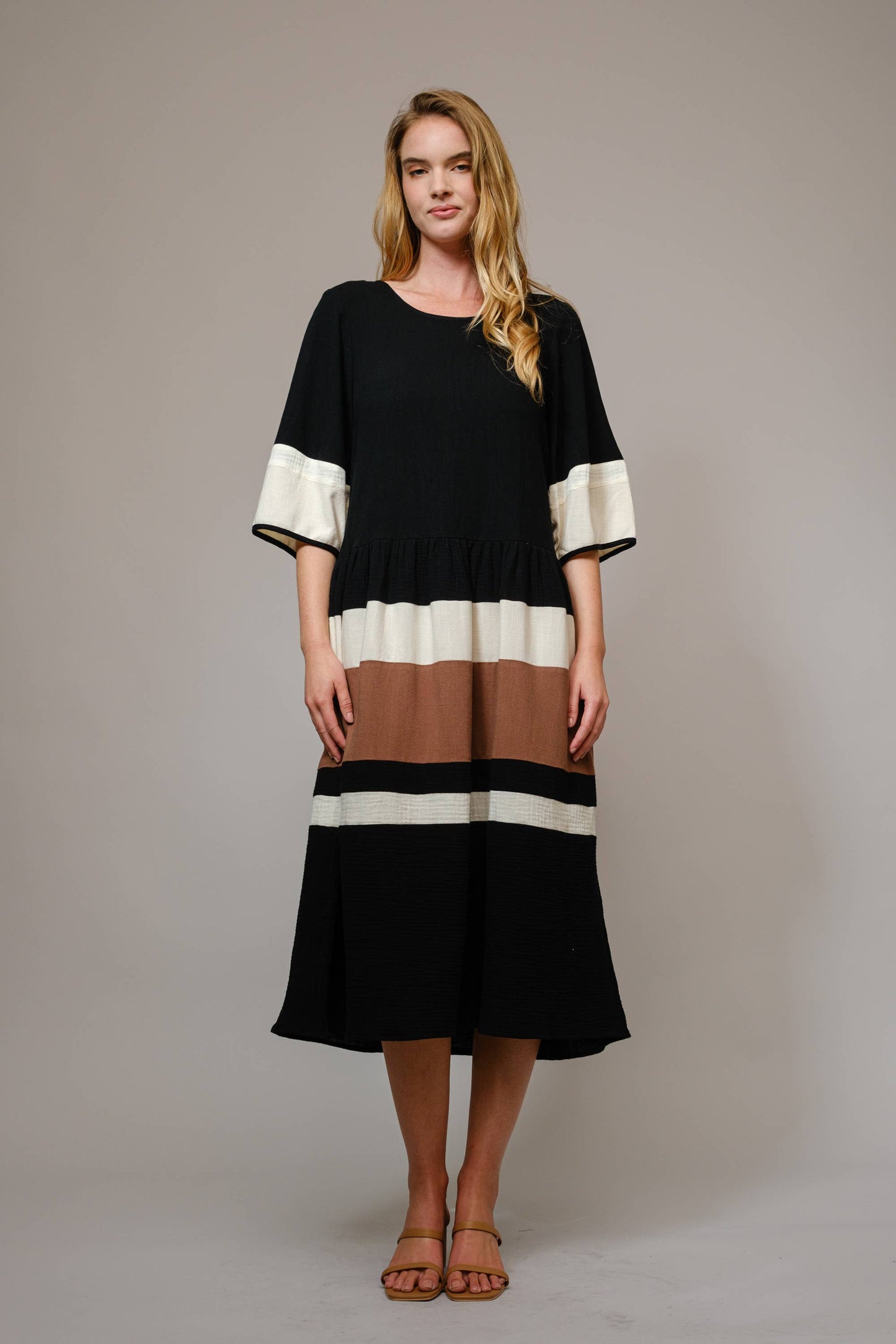 Color Block Stripe Midi Dress