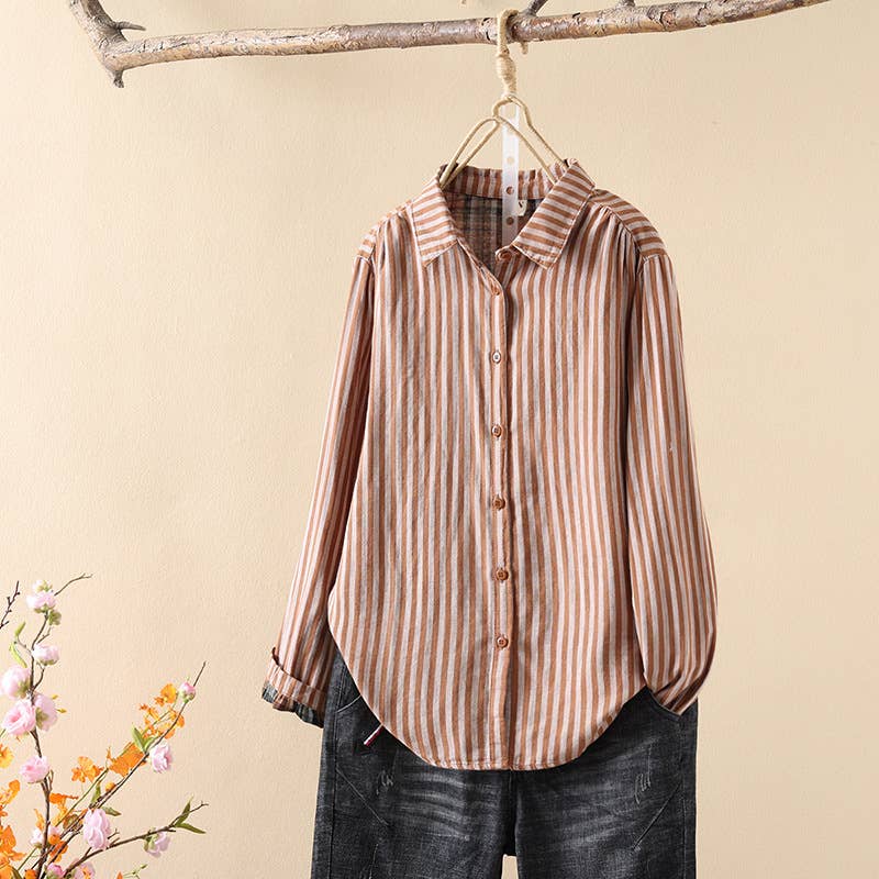 Daily Casual Muslin Cotton Buttoned shirt in stripe