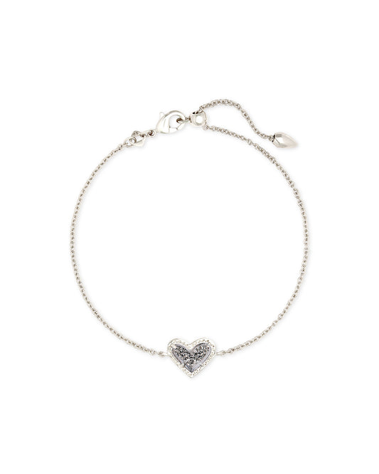 Kendra Scott ARI HEART DELICATE CHAIN BRACELET SILVER PLATINUM DRUSY