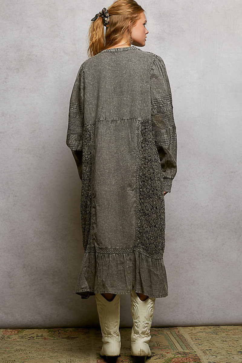 Woven BoHo Charcoal Dress