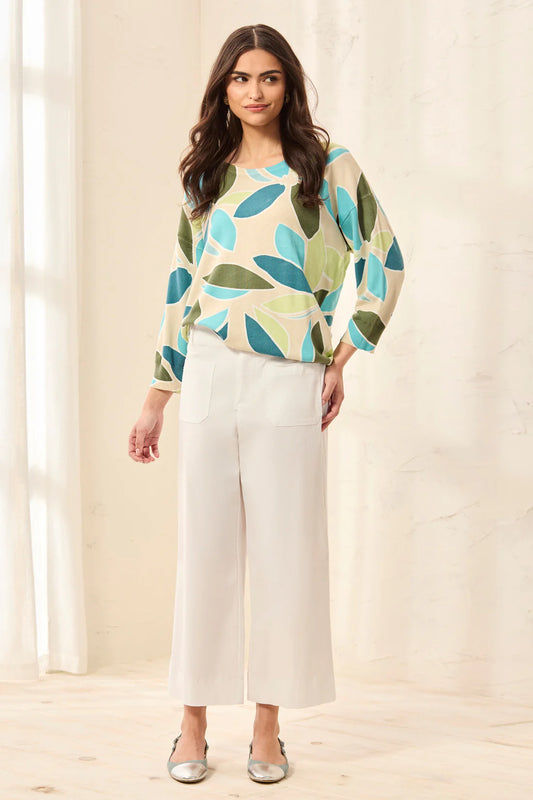 TRIBALSignature Stretch Twill Button‑Front Wide‑Leg Ankle Pants