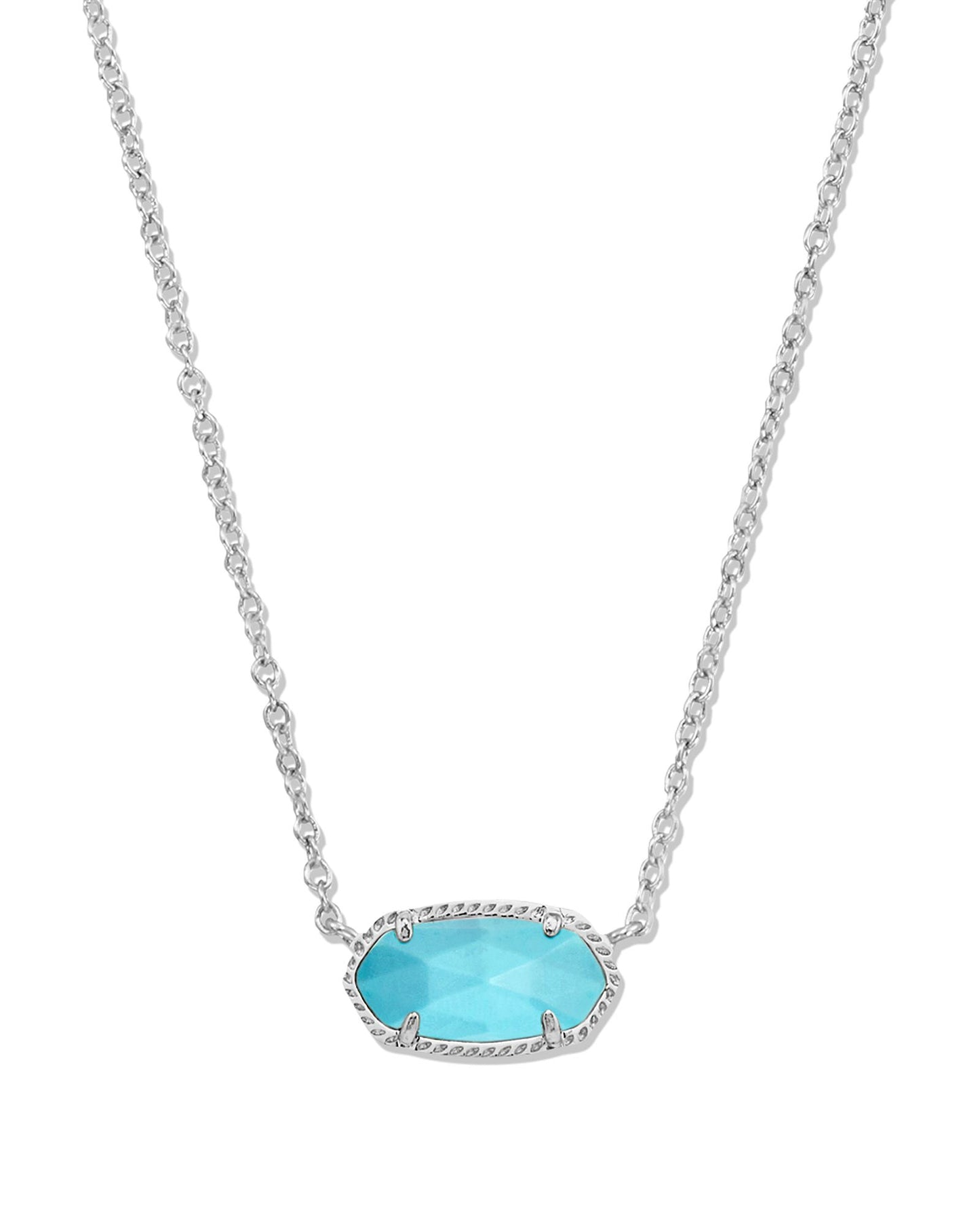 Kendra Scott ELISA SHORT PENDANT NECKLACE SILVER TURQUOISE MAGNESITE