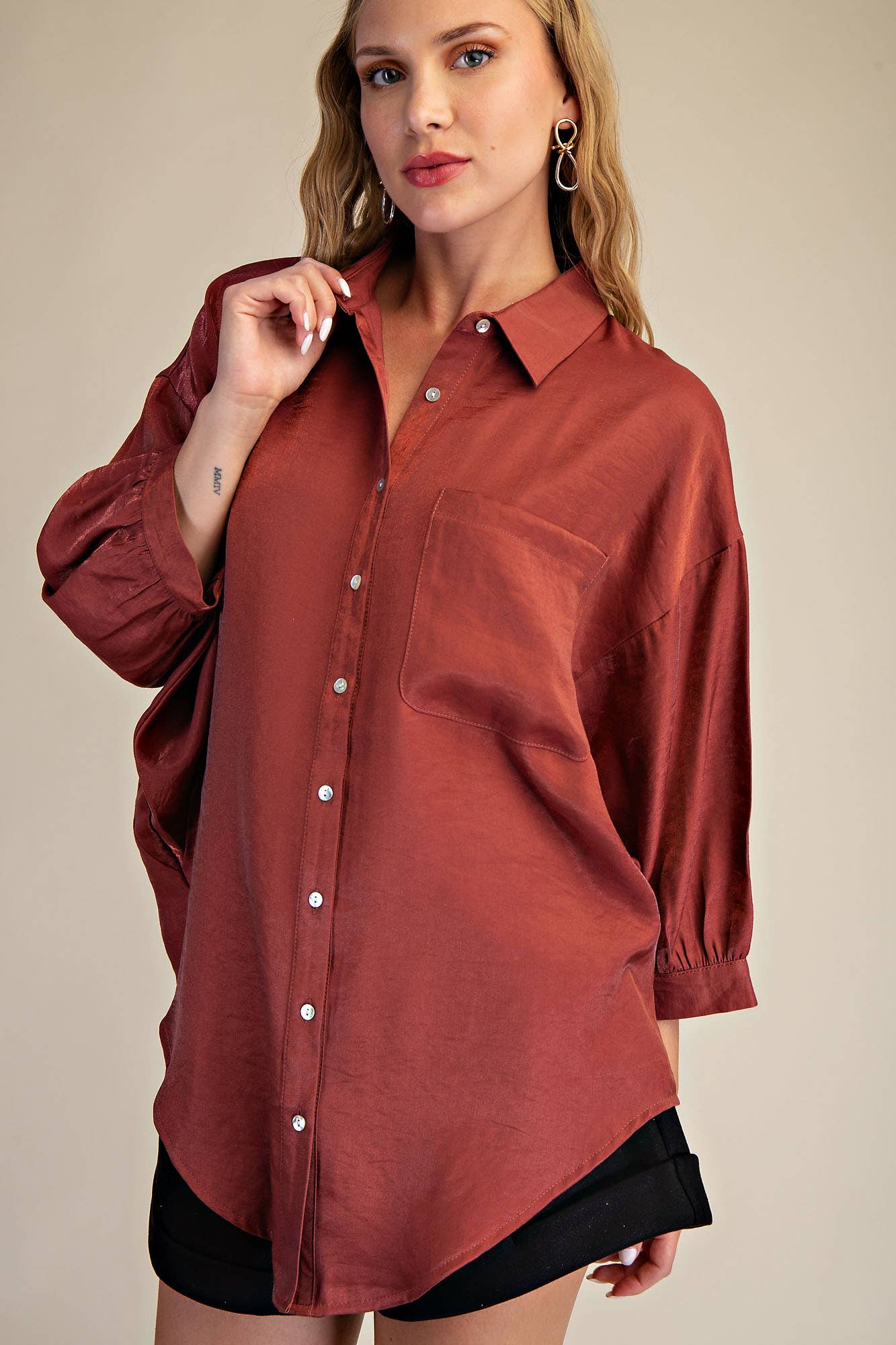 Collar Neck Oversized Shirt