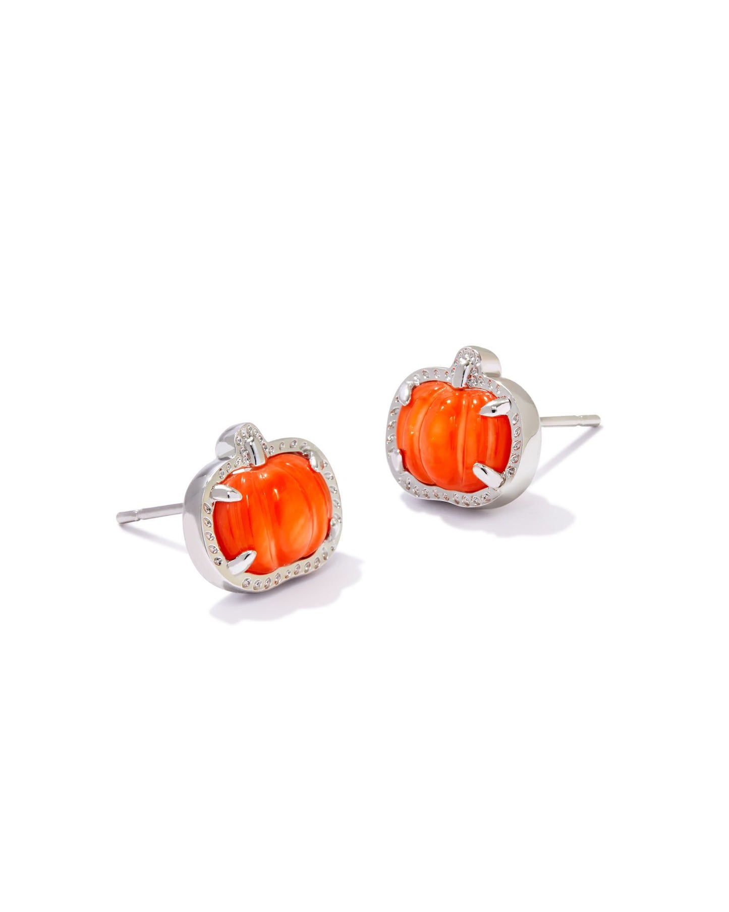 Pumpkin Stud Earrings in Orange Mother of Pearl