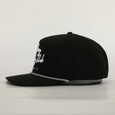 Cowboy Country Club Adjustable Cursive Roped Hat- Black