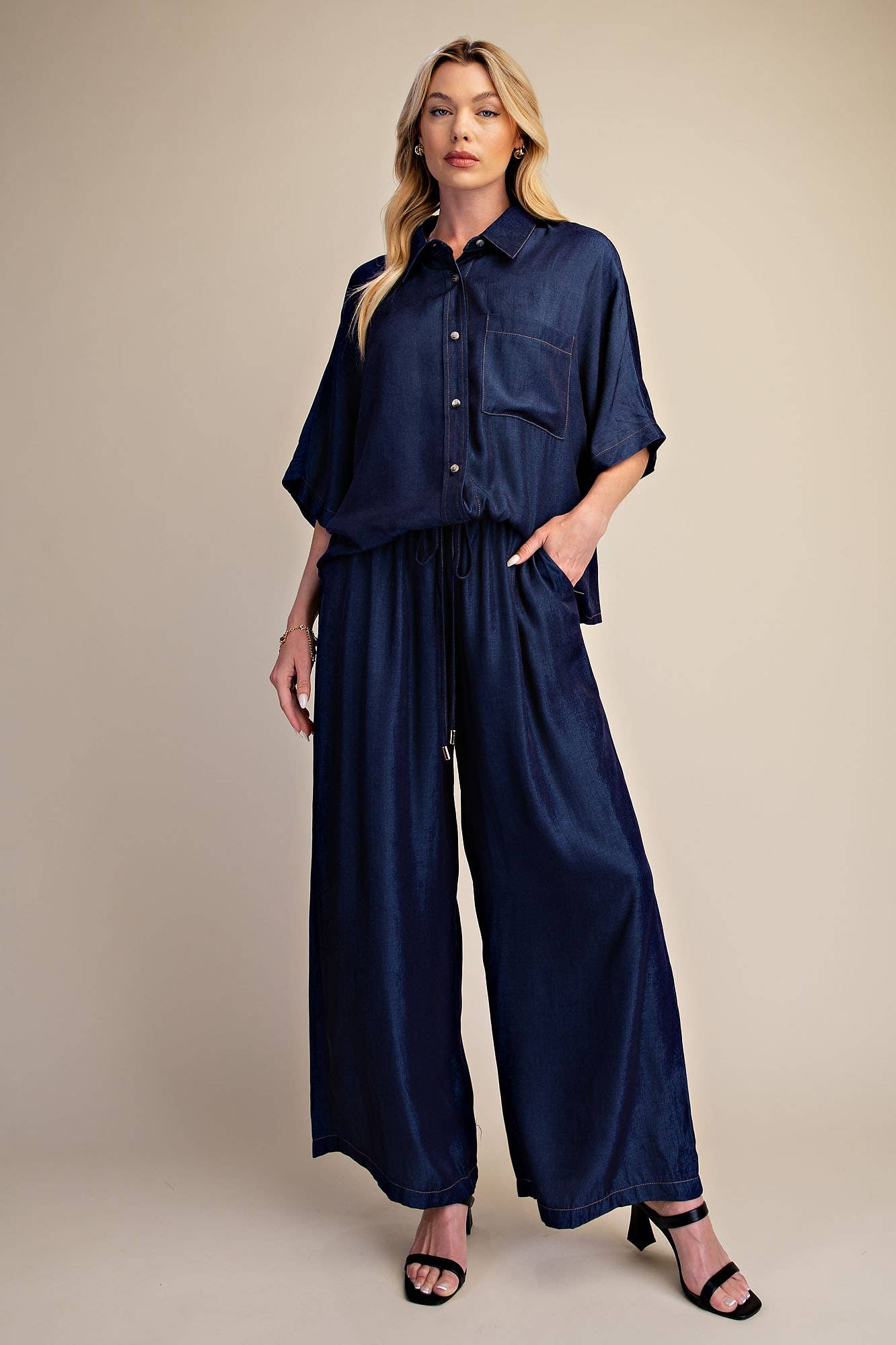 Drawstring Wide Leg Pants