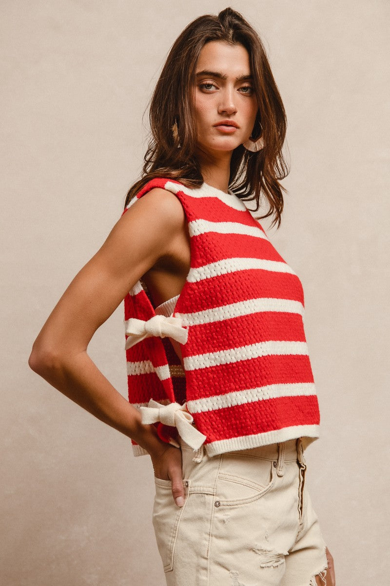 Sandie Striped Side Tied Vest