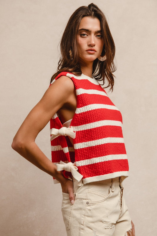 Sandie Striped Side Tied Vest