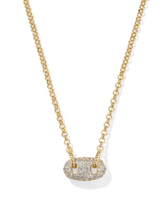 Kendra Scott Bailey Pave Pendant Necklace in White Crystal (Gold or Silver)