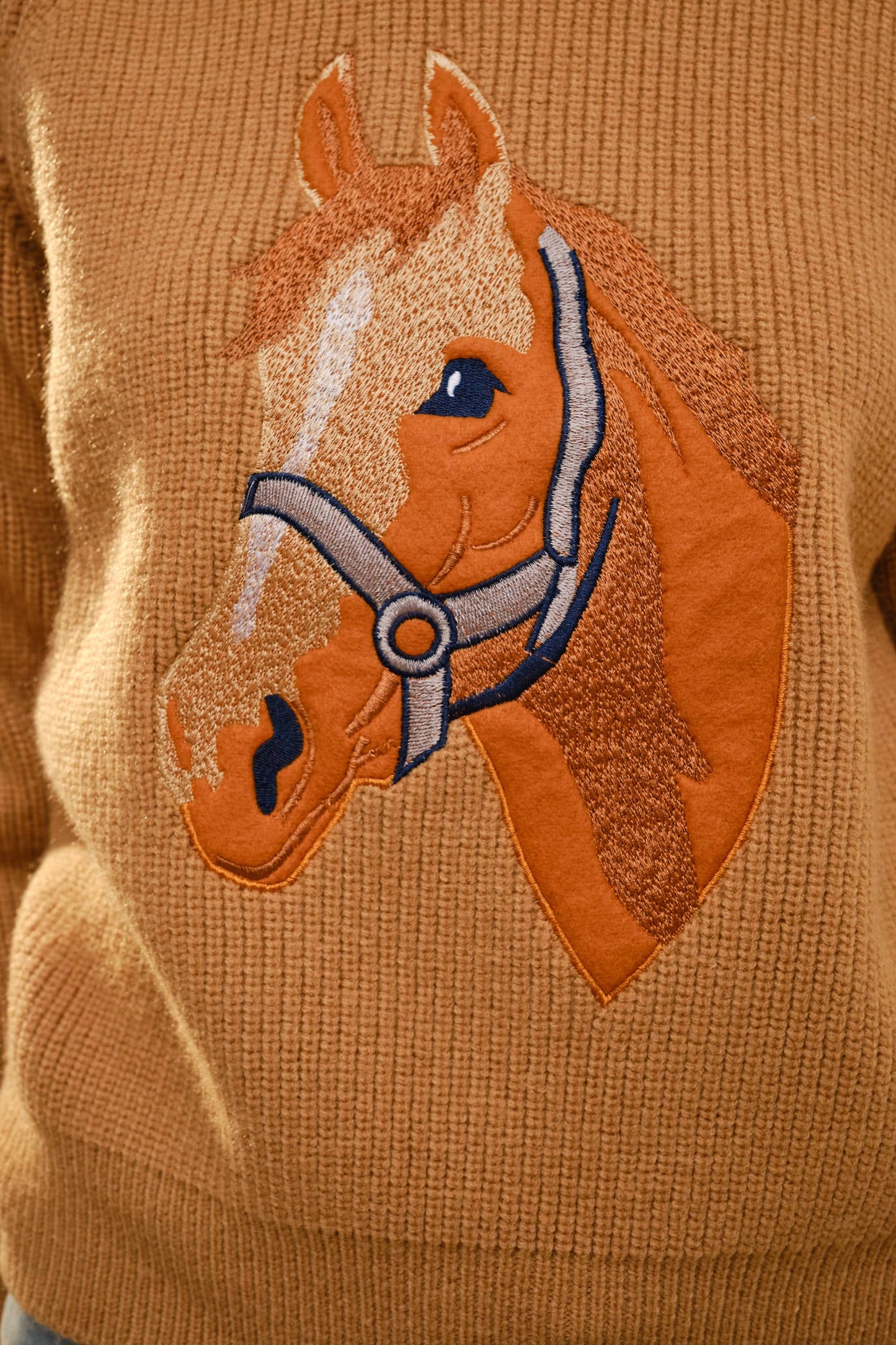 Horse Embroidery Knit Pullover Sweater