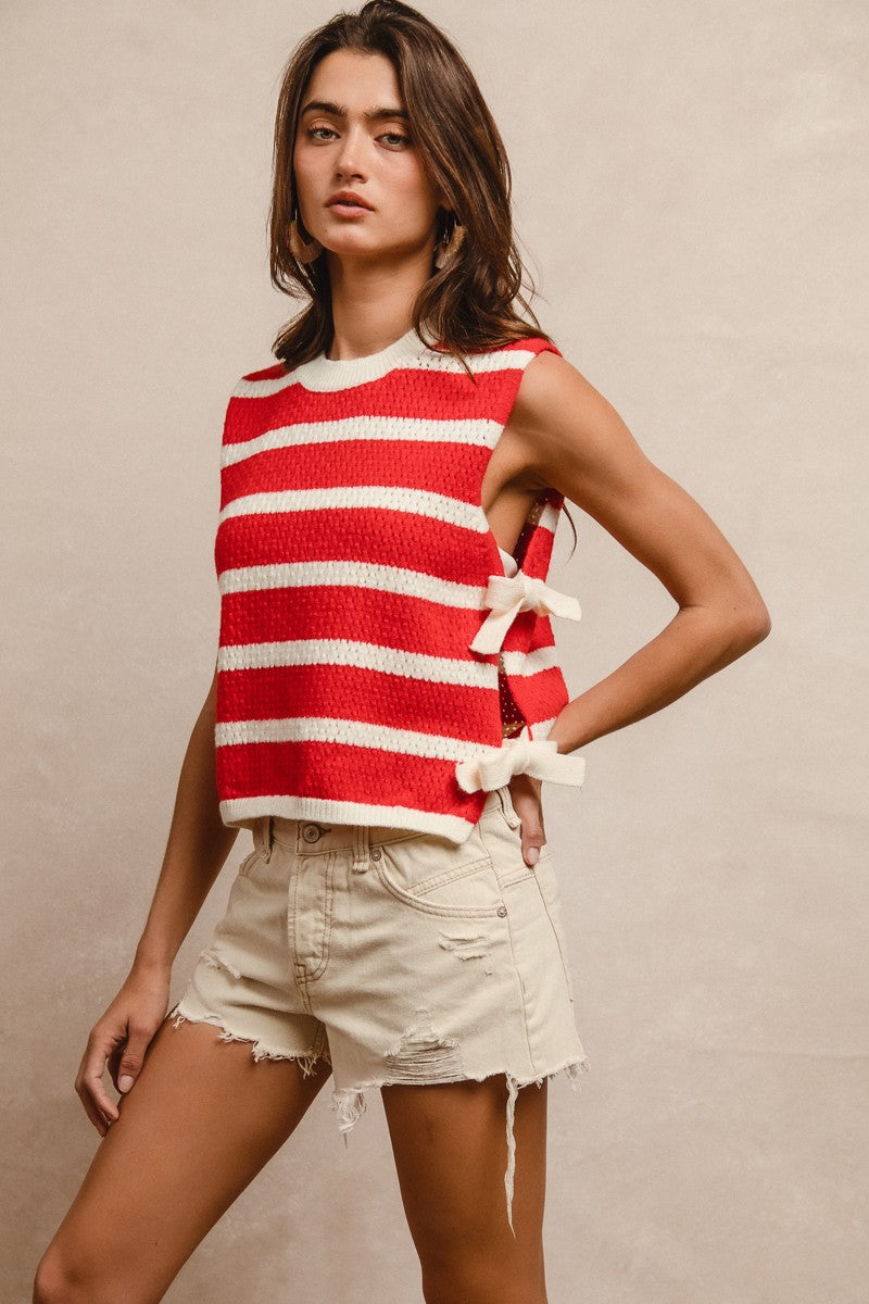 Sandie Striped Side Tied Vest