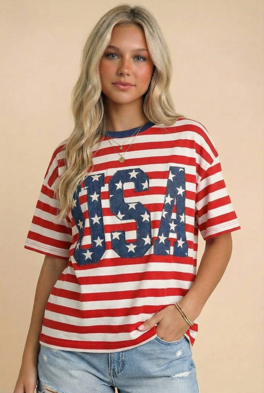 USA 250th Anniversary Commemorative Oversized STRIPE Tee