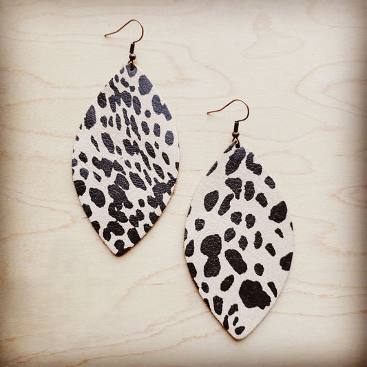 **Leather Oval Earring-Cheetah Suede 209y