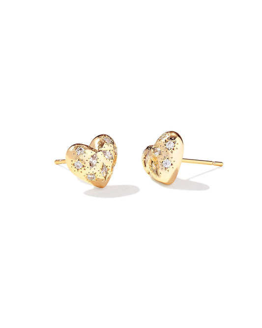 Holland Heart Stud Earring in White Crystal (Gold or Silver)