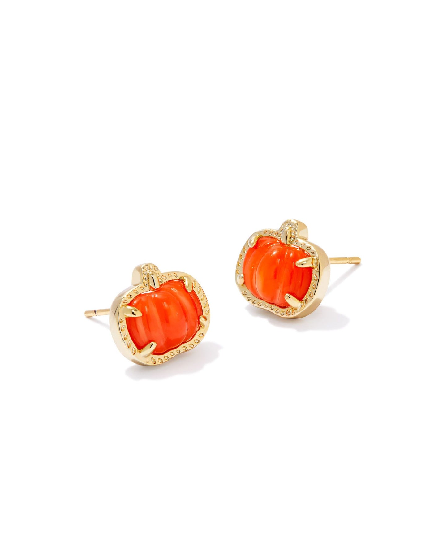 Pumpkin Stud Earrings in Orange Mother of Pearl