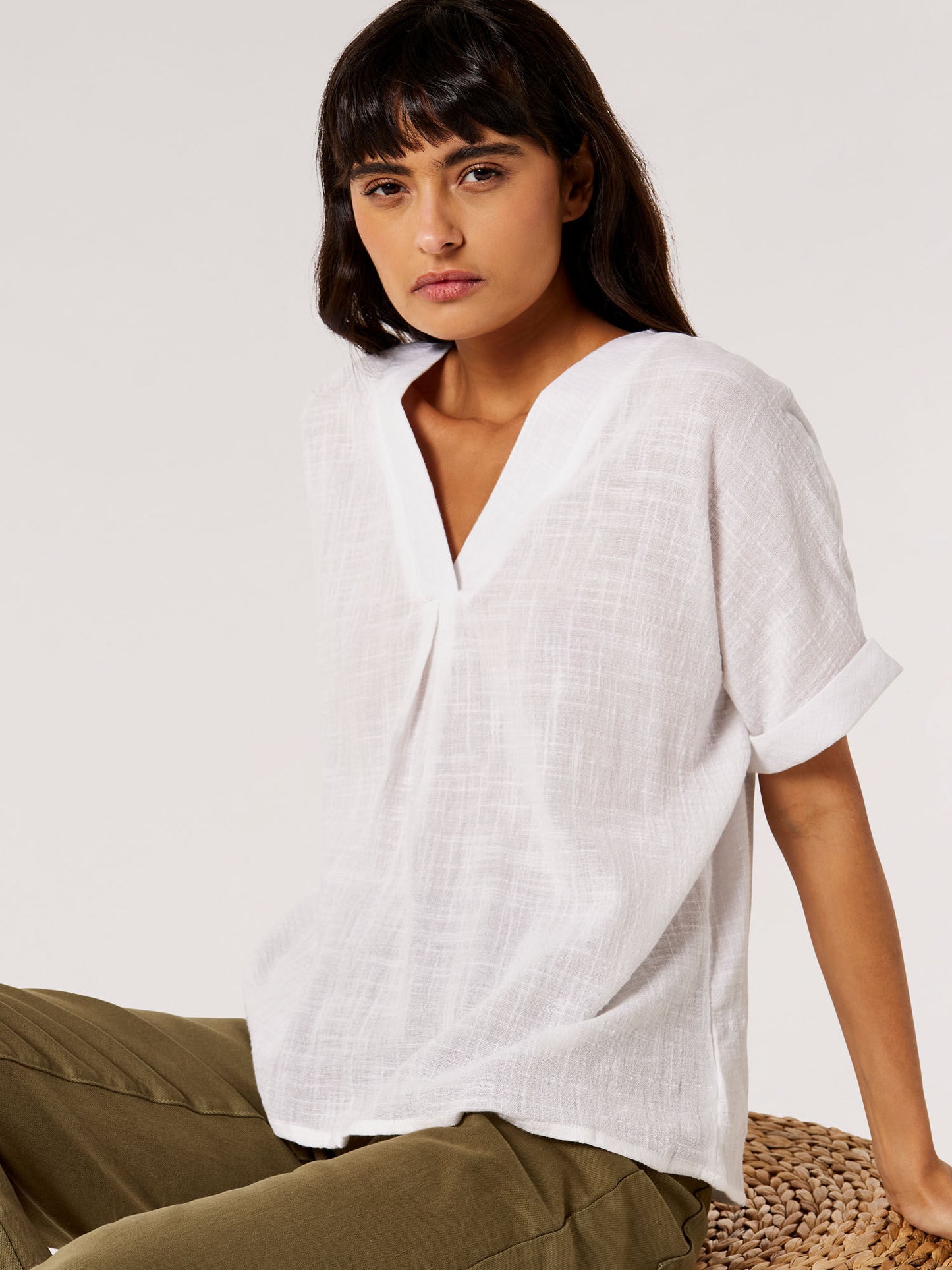 Relaxed-Fit V-Neck Blouse