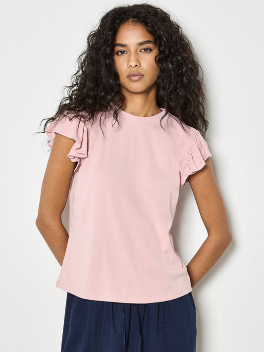 APRICOT Jersey Knit Ruffle T-Shirt