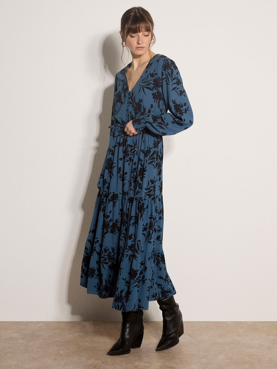 Floral Crepe Midi Dress