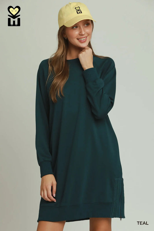 LUXEKNIT Side Crochet Zipper Detailed Dress