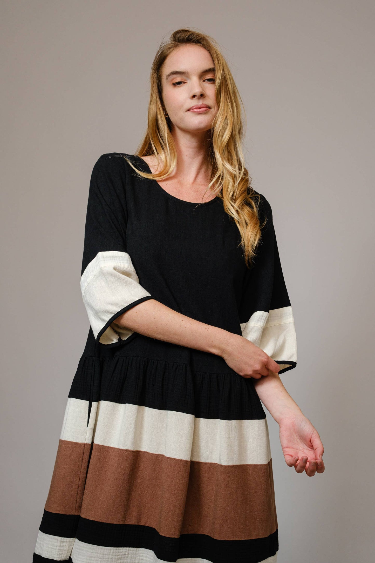 Color Block Stripe Midi Dress