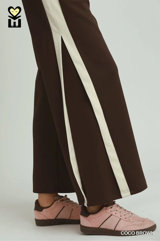 LUXEKNIT Colorblock Side Stripe Straight Pants (Coco Brown or Marsala)