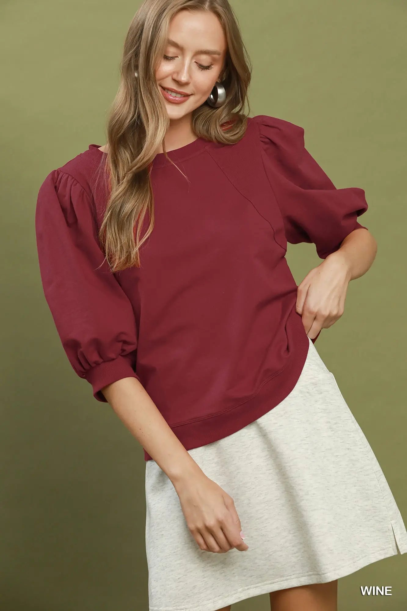Puff Sleeve Pullover Sweatshirt Top