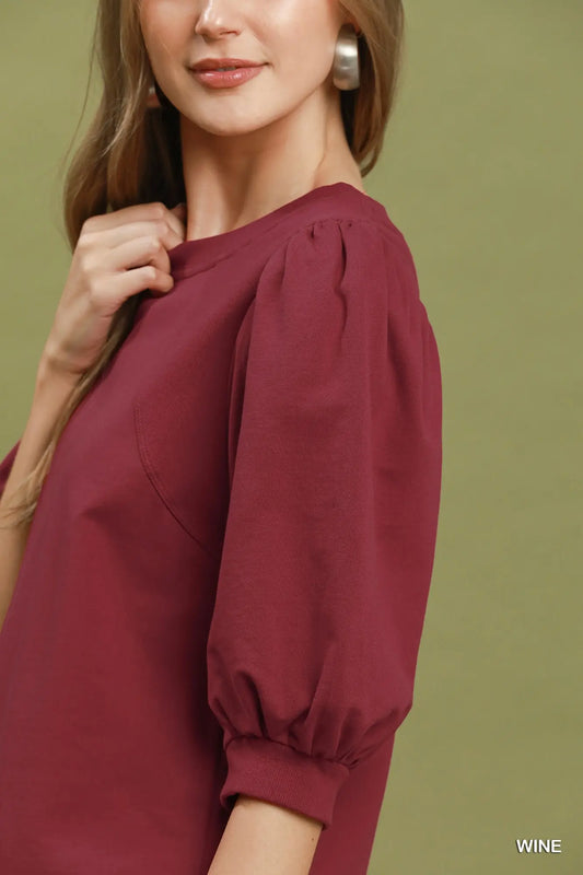 Puff Sleeve Pullover Sweatshirt Top