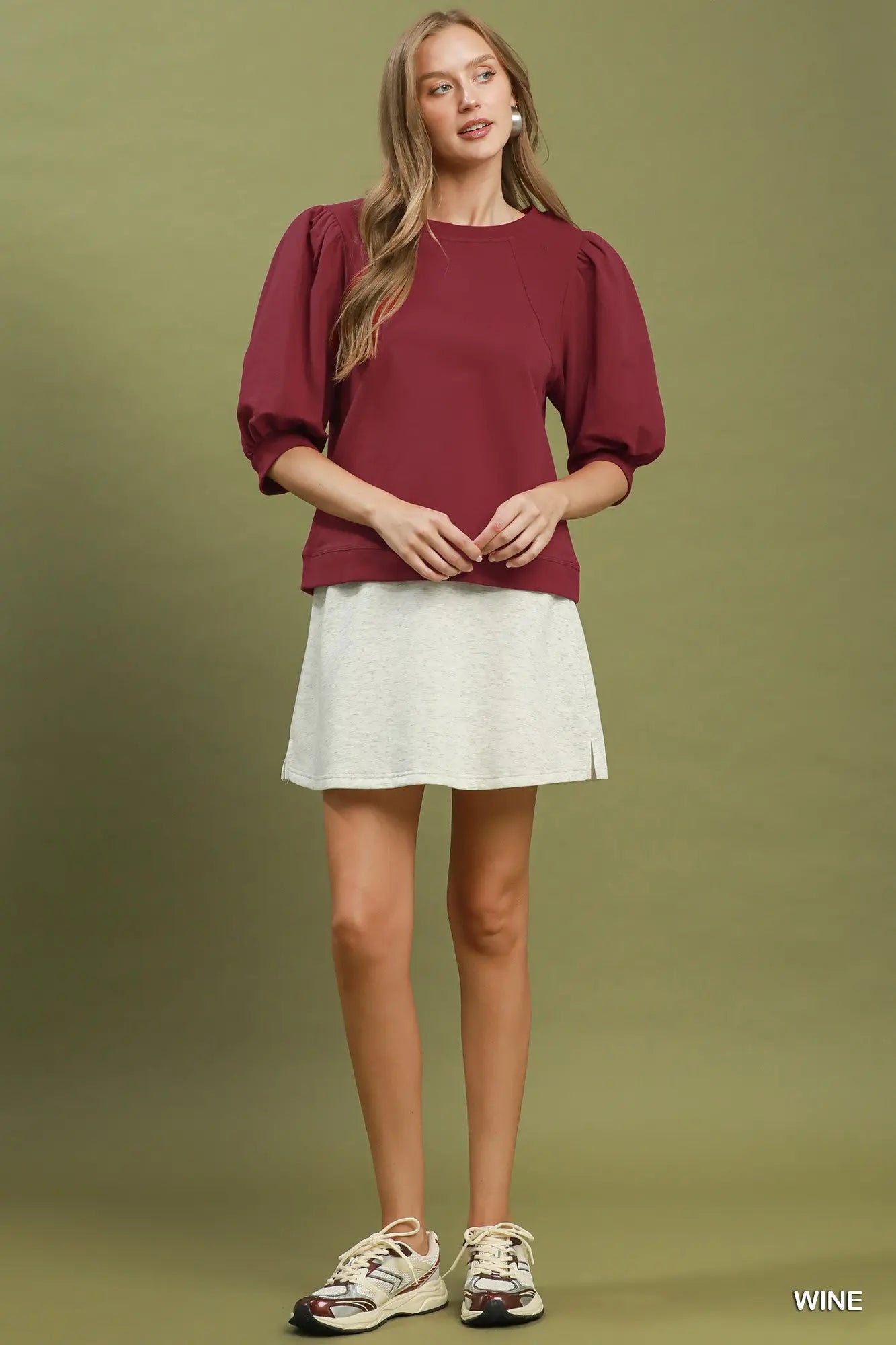 Puff Sleeve Pullover Sweatshirt Top