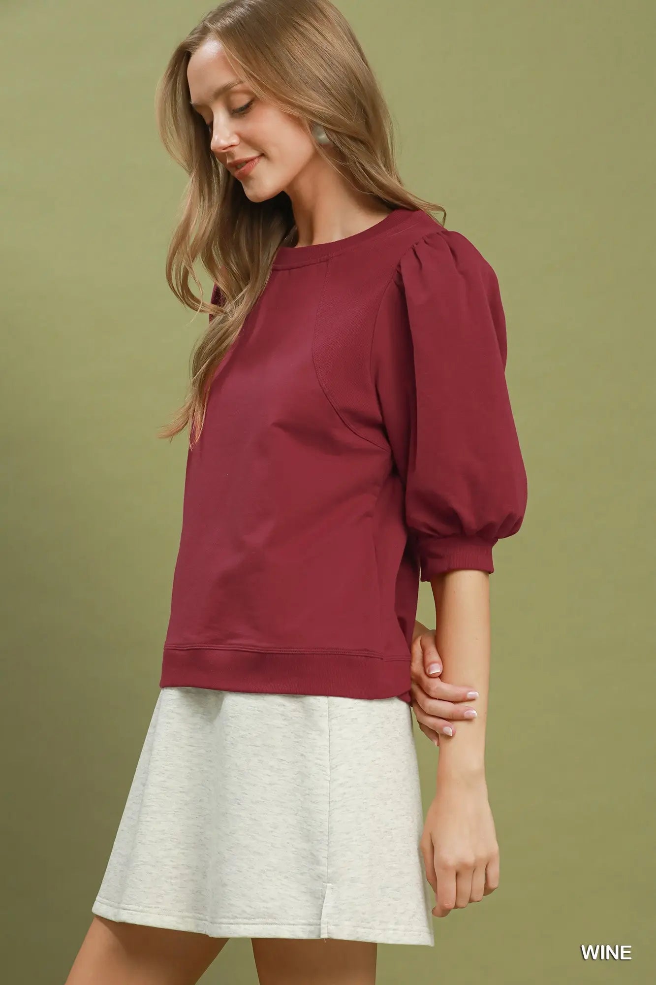 Puff Sleeve Pullover Sweatshirt Top