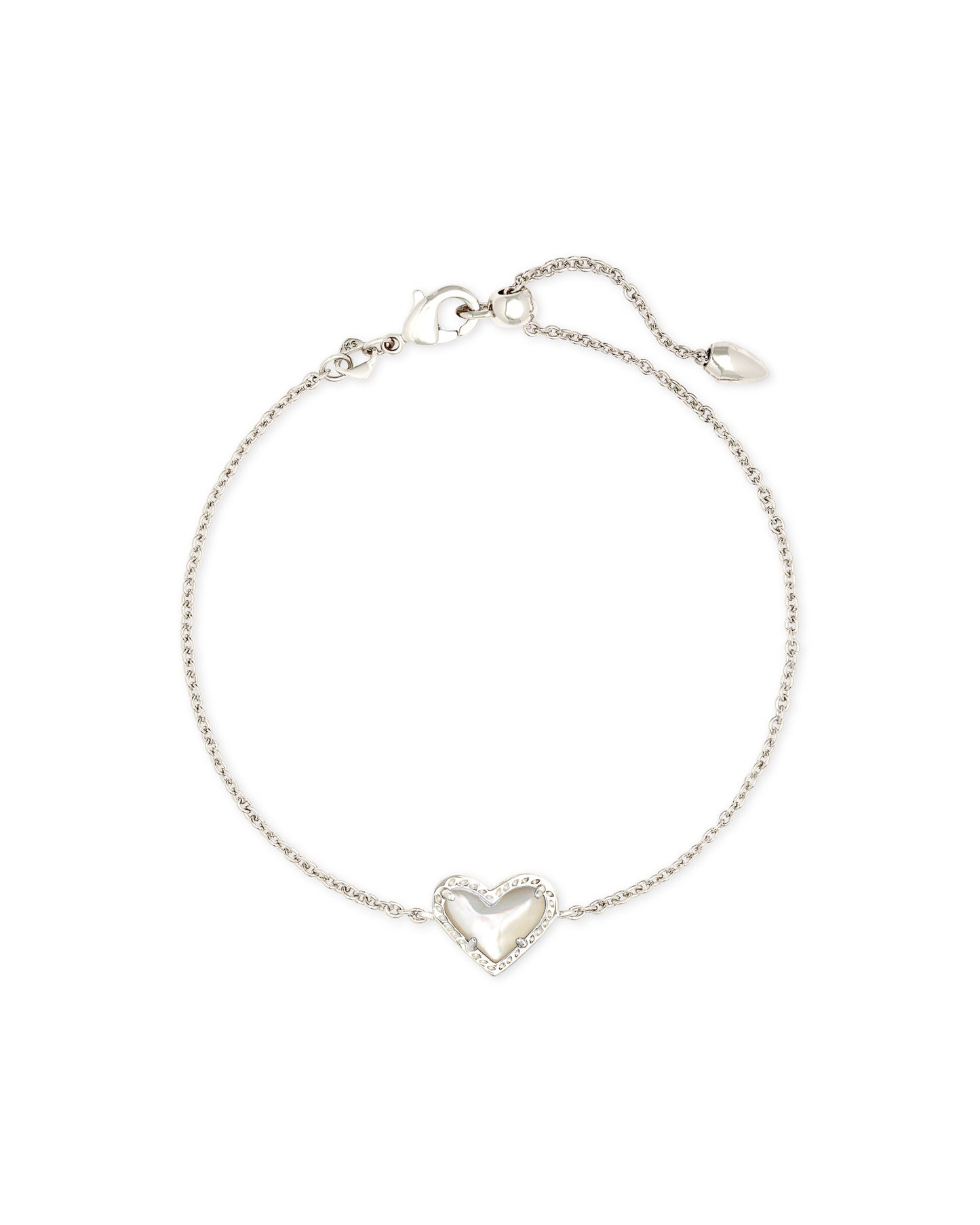 Kendra Scott ARI HEART DELICATE CHAIN BRACELET SILVER IVORY MOTHER OF PEARL