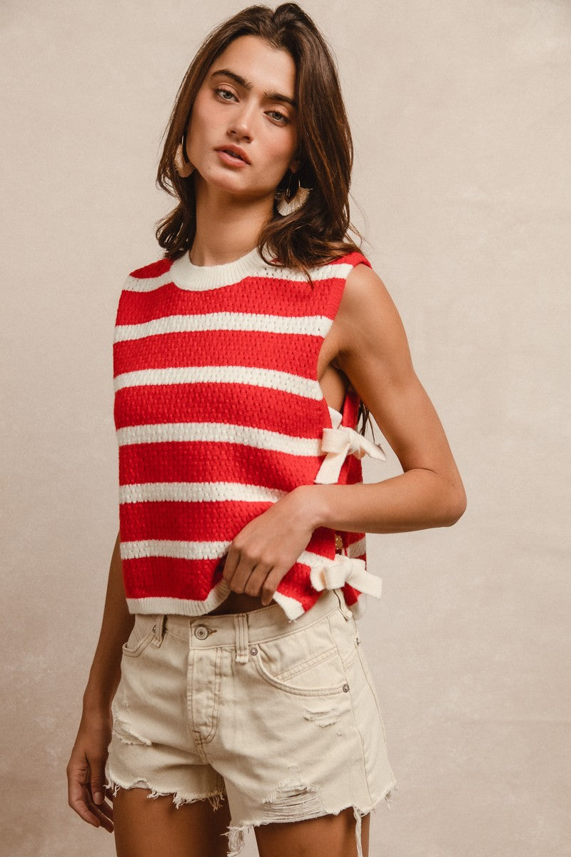 Sandie Striped Side Tied Vest