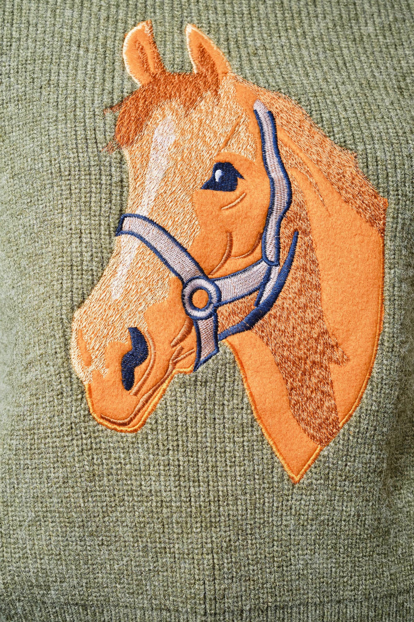 Horse Embroidery Knit Pullover Sweater