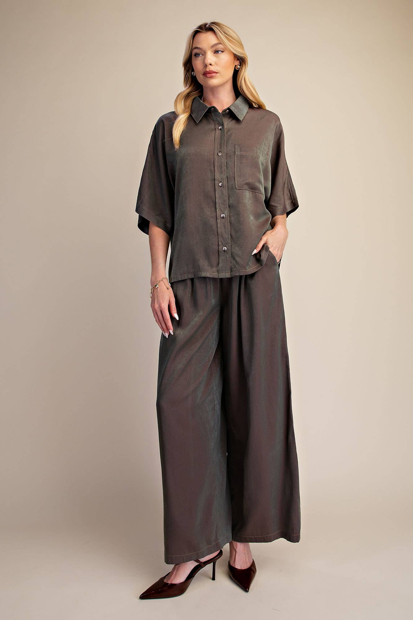 Drawstring Wide Leg Pants