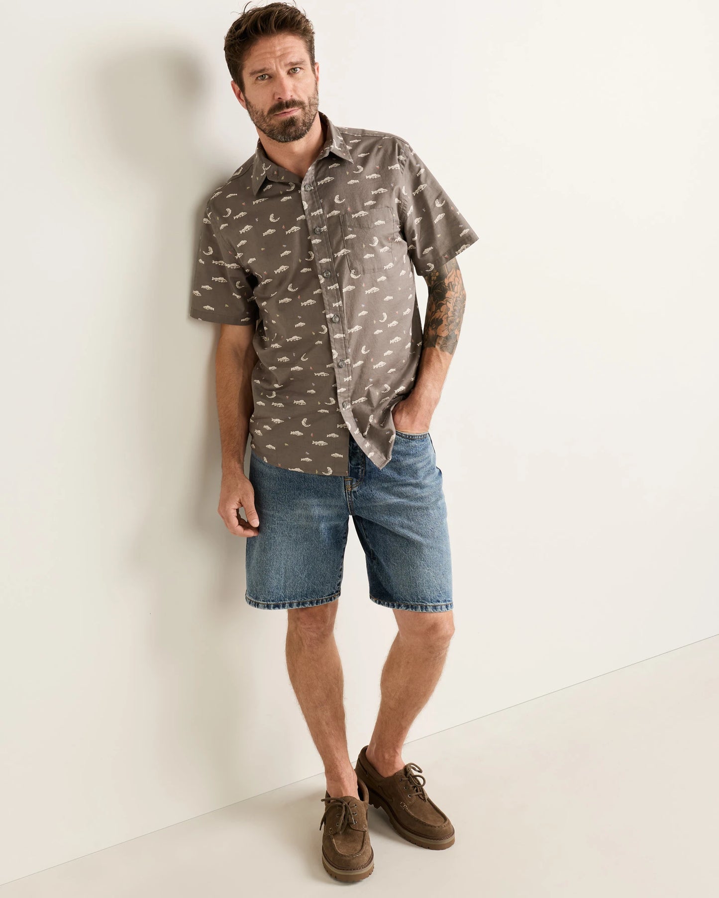 Pendelton MEN'S SHORT-SLEEVE SHORELINE COTTON SHIRT - Fish Grey