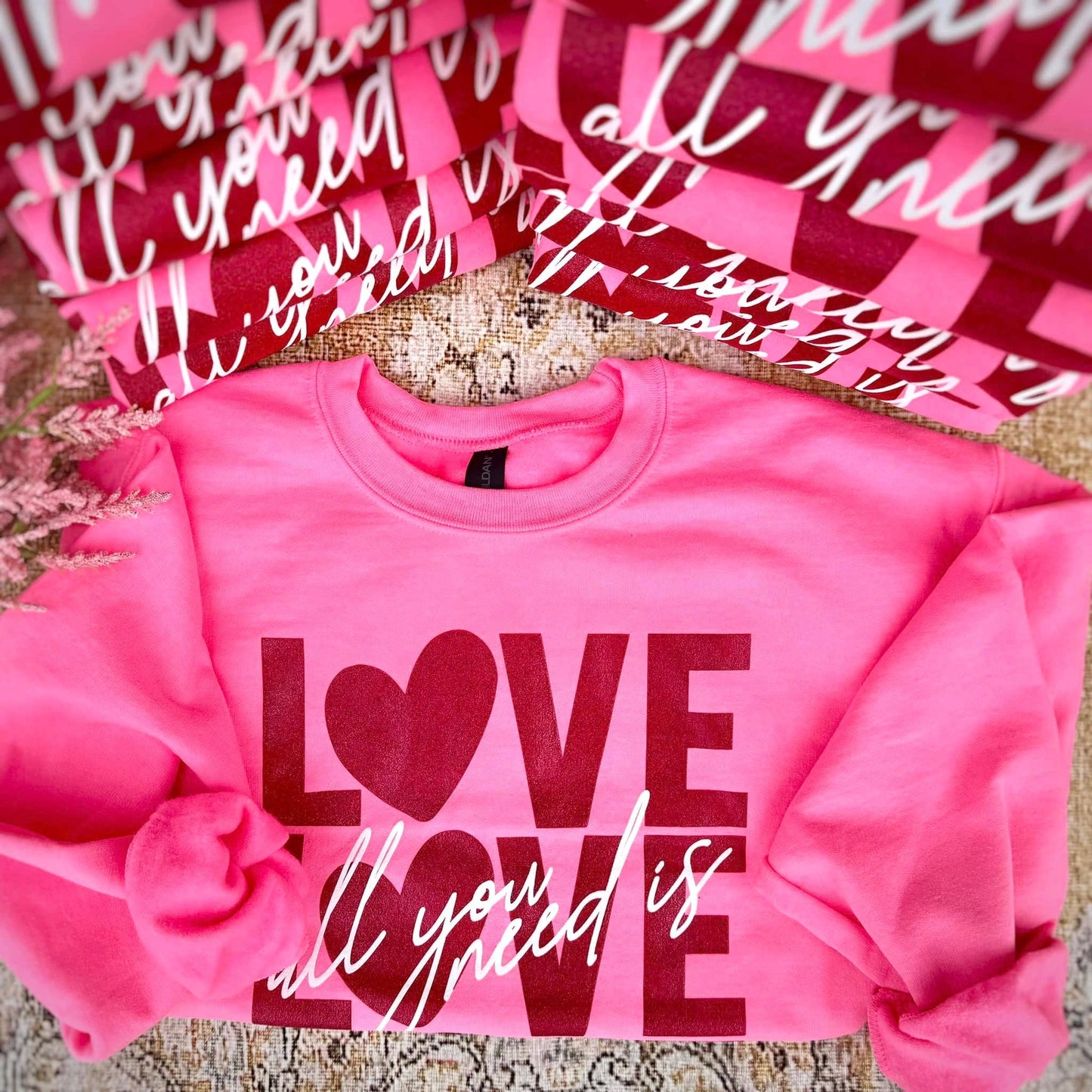 Love Is All You Need | Glitter | Hot Pink | Sweatshirt