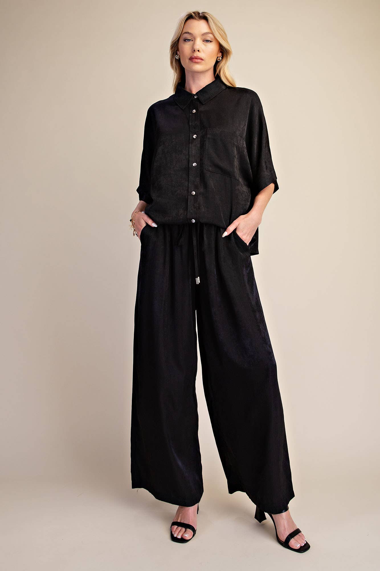 Drawstring Wide Leg Pants