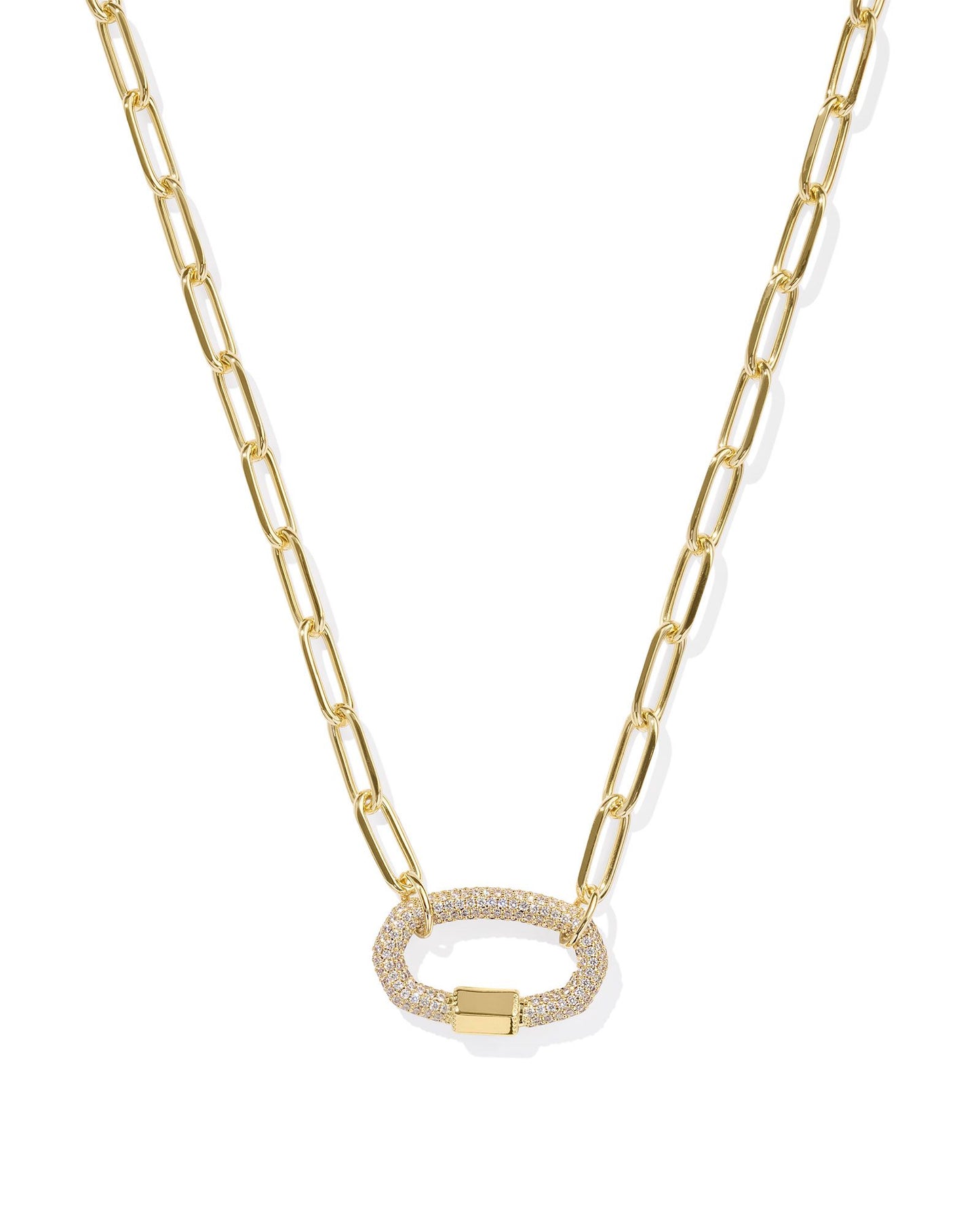 Emery Link Chain Necklace in White Crystal (Gold or Silver)